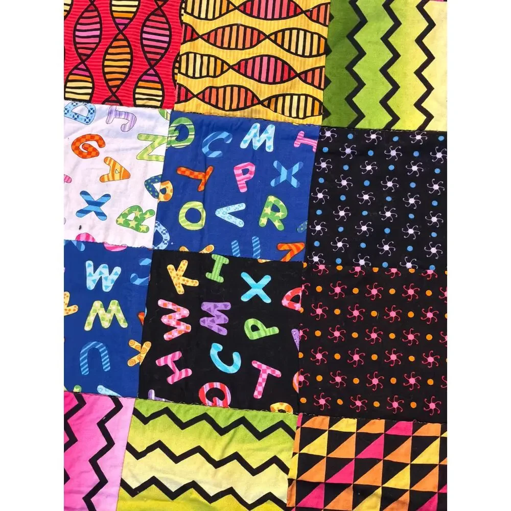 Project Linus handmade crib size quilt colorful bright